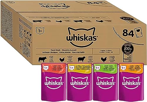 Whiskas 1+ Adult Mixed Selection in Jelly 84 Pouches, Adult Wet Cat Food, Megapack