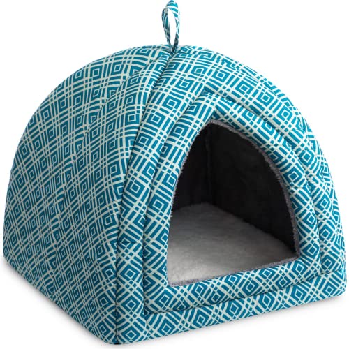 Hollypet Cat Bed Kitten Bed Self-Warming 2-in-1 Foldable Comfortable Igloo Triangle Pet Tent House