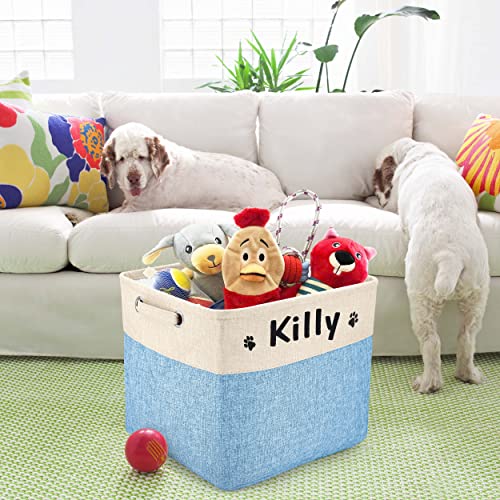 PET ARTIST Personalized Dog Toy Bin for Dog Toys Accessories - Foldable Dog Toy Basket Storage Box for Pet Toys,Dog Coat