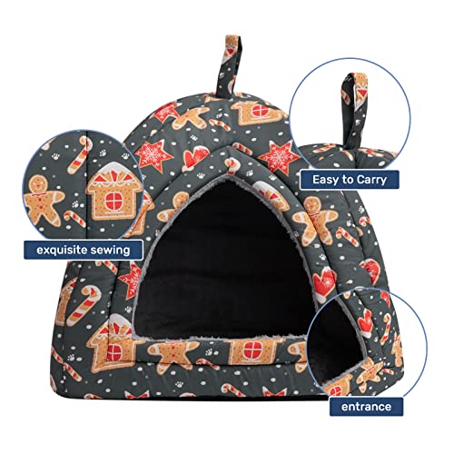 Hollypet Cat Bed Kitten Bed Self-Warming 2-in-1 Foldable Comfortable Igloo Triangle Pet Tent House