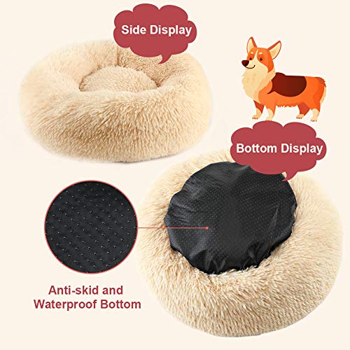 Vanansa Small Cat Bed for Indoor Cats, Self-Warming Donut kitty beds for Small Cats Improving Sleep and Keeping Warm, Washable Pet bed with Anti Slip Base