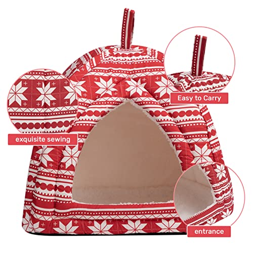 Hollypet Cat Bed Kitten Bed Self-Warming 2-in-1 Foldable Comfortable Igloo Triangle Pet Tent House