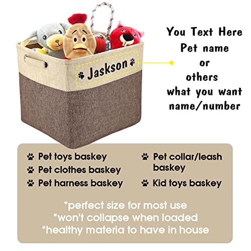 PET ARTIST Personalized Dog Toy Bin for Dog Toys Accessories - Foldable Dog Toy Basket Storage Box for Pet Toys,Dog Coat