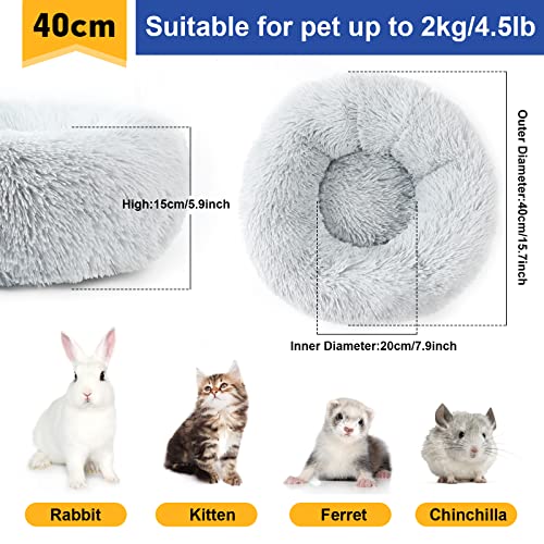 Vanansa Small Cat Bed for Indoor Cats, Self-Warming Donut kitty beds for Small Cats Improving Sleep and Keeping Warm, Washable Pet bed with Anti Slip Base