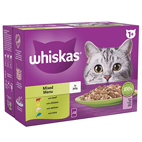 Whiskas 1+ Adult Mixed Selection in Jelly 84 Pouches, Adult Wet Cat Food, Megapack