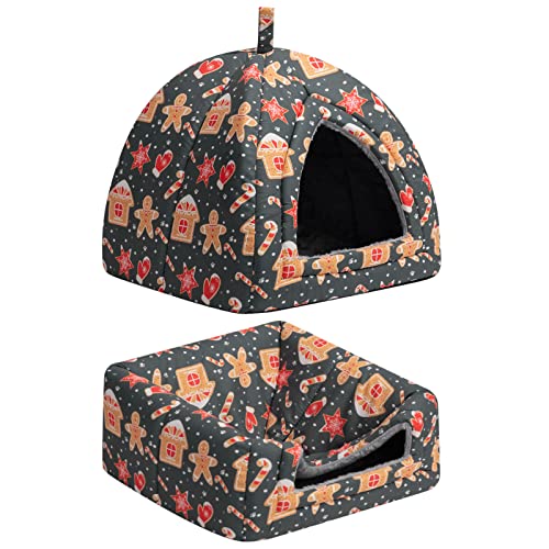 Hollypet Cat Bed Kitten Bed Self-Warming 2-in-1 Foldable Comfortable Igloo Triangle Pet Tent House