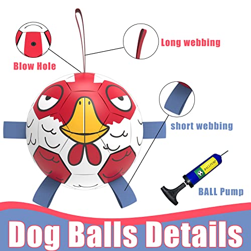 HETOO Dog Toys, Interactive Dog Football Toys with Grab Tabs, Durable Dog Balls for Small Medium Breed Dog Water Toy Indoor & Outdoor, Gift for Dogs