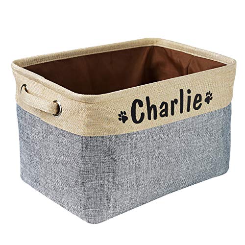PET ARTIST Personalized Dog Toy Bin for Dog Toys Accessories - Foldable Dog Toy Basket Storage Box for Pet Toys,Dog Coat