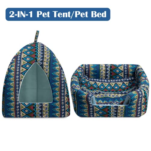 Hollypet Cat Bed Kitten Bed Self-Warming 2-in-1 Foldable Comfortable Igloo Triangle Pet Tent House