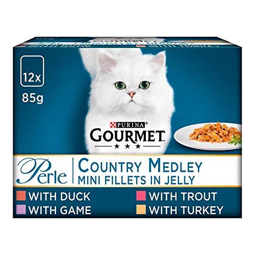 Gourmet Wet Cat Food Pouches in Gravy - Perle Chef's Collection 40 x 85g - Mix of Fish, Lamb, Duck, Turkey, Pet Food - Wet - Bulk Food, Cat Wet Food suitable for Adult and Senior Cats