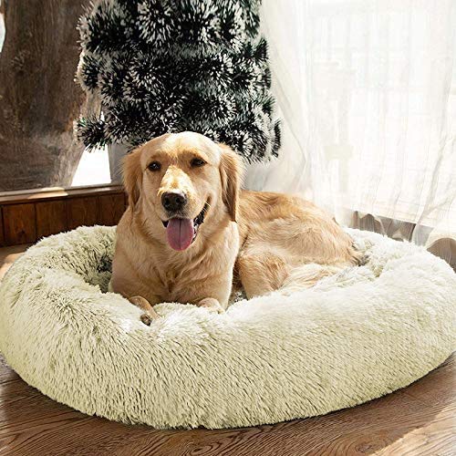 Mirkoo Round Dog Bed Cuddler Washable Round Pet Bed for Cats and Medium Dogs Comforting Dog Bed