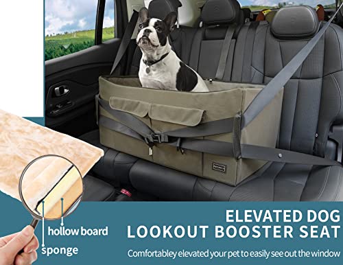 Petsfit Dog Car Seat, Upgraded Dog Booster Seat for Medium Dogs or 2 Small Dogs, Pet Travel Car Booster Seat for Front and Back Seats with Washable Double-Sided Cushion and 2 Safety Leashes