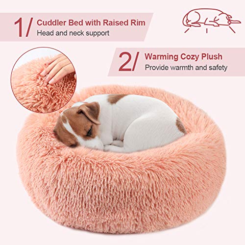 Vanansa Small Cat Bed for Indoor Cats, Self-Warming Donut kitty beds for Small Cats Improving Sleep and Keeping Warm, Washable Pet bed with Anti Slip Base