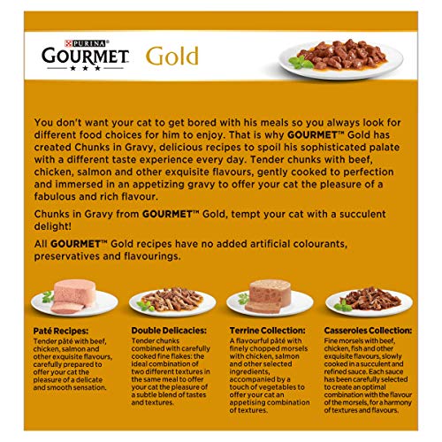 Gourmet Wet Cat Food Pouches in Gravy - Perle Chef's Collection 40 x 85g - Mix of Fish, Lamb, Duck, Turkey, Pet Food - Wet - Bulk Food, Cat Wet Food suitable for Adult and Senior Cats