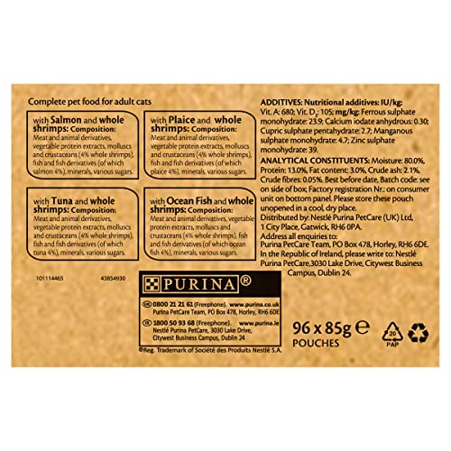 Gourmet Wet Cat Food Pouches in Gravy - Perle Chef's Collection 40 x 85g - Mix of Fish, Lamb, Duck, Turkey, Pet Food - Wet - Bulk Food, Cat Wet Food suitable for Adult and Senior Cats