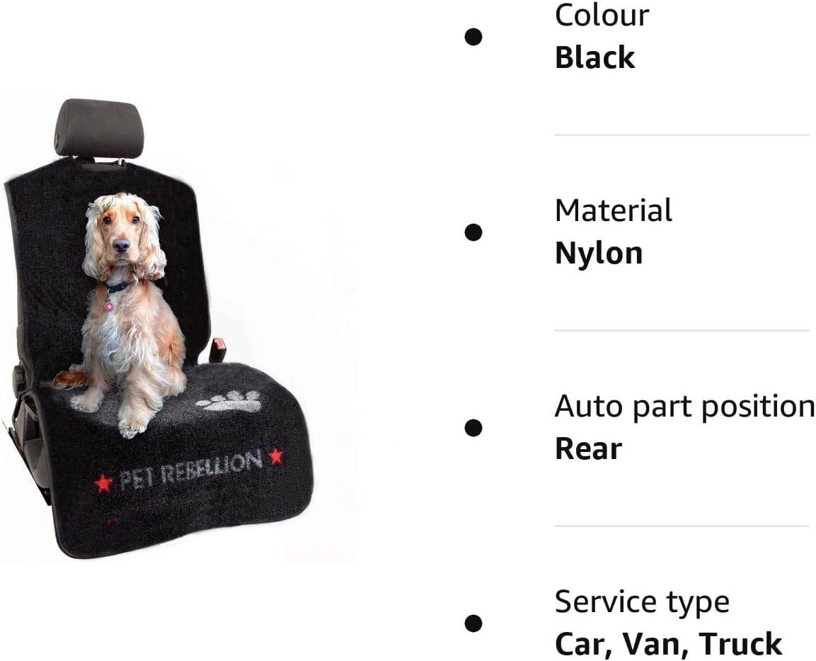Pet Rebellion Dog Car Seat Cover Set | Universal, Absorbent, Non-Slip, Scratch Proof, Washable Slim Seat Carpet Set, Travel Car Seat Protector for Backseat