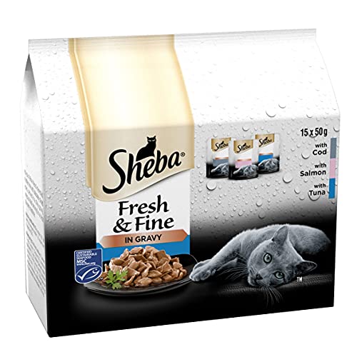 Sheba Fine Flakes Poultry Collection in Jelly 40 Pouches, Adult Wet Cat Food