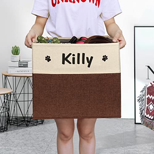 PET ARTIST Personalized Dog Toy Bin for Dog Toys Accessories - Foldable Dog Toy Basket Storage Box for Pet Toys,Dog Coat