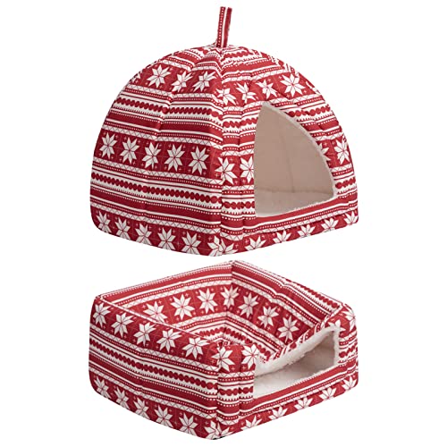 Hollypet Cat Bed Kitten Bed Self-Warming 2-in-1 Foldable Comfortable Igloo Triangle Pet Tent House