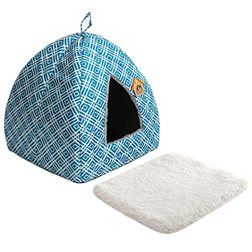Hollypet Cat Bed Kitten Bed Self-Warming 2-in-1 Foldable Comfortable Igloo Triangle Pet Tent House