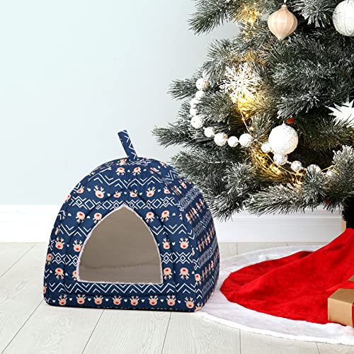 Hollypet Cat Bed Kitten Bed Self-Warming 2-in-1 Foldable Comfortable Igloo Triangle Pet Tent House
