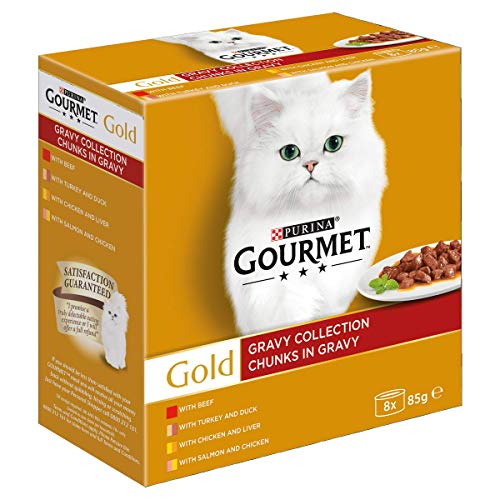 Gourmet Wet Cat Food Pouches in Gravy - Perle Chef's Collection 40 x 85g - Mix of Fish, Lamb, Duck, Turkey, Pet Food - Wet - Bulk Food, Cat Wet Food suitable for Adult and Senior Cats
