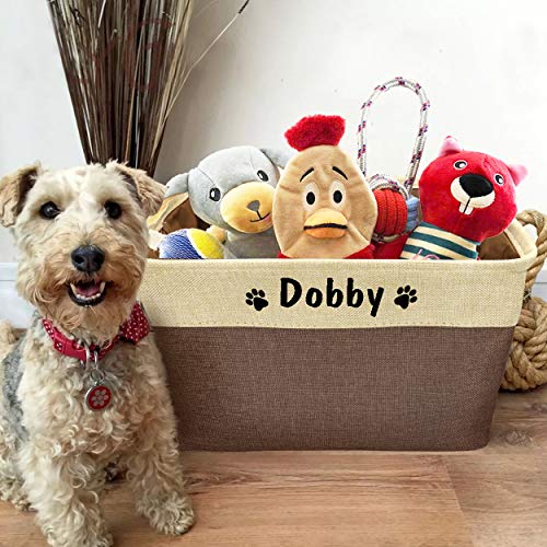 PET ARTIST Personalized Dog Toy Bin for Dog Toys Accessories - Foldable Dog Toy Basket Storage Box for Pet Toys,Dog Coat