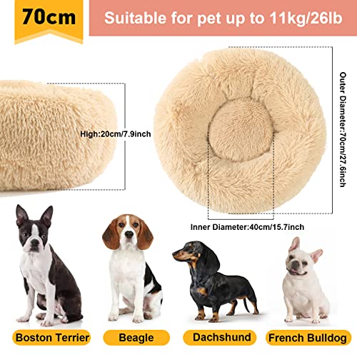 Vanansa Small Cat Bed for Indoor Cats, Self-Warming Donut kitty beds for Small Cats Improving Sleep and Keeping Warm, Washable Pet bed with Anti Slip Base