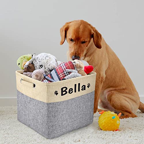 PET ARTIST Personalized Dog Toy Bin for Dog Toys Accessories - Foldable Dog Toy Basket Storage Box for Pet Toys,Dog Coat