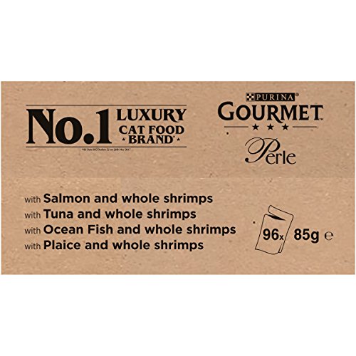 Gourmet Wet Cat Food Pouches in Gravy - Perle Chef's Collection 40 x 85g - Mix of Fish, Lamb, Duck, Turkey, Pet Food - Wet - Bulk Food, Cat Wet Food suitable for Adult and Senior Cats