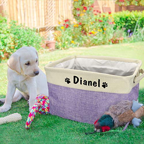 PET ARTIST Personalized Dog Toy Bin for Dog Toys Accessories - Foldable Dog Toy Basket Storage Box for Pet Toys,Dog Coat