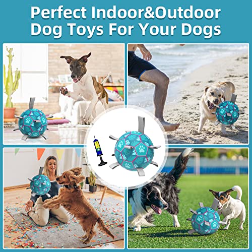 HETOO Dog Toys, Interactive Dog Football Toys with Grab Tabs, Durable Dog Balls for Small Medium Breed Dog Water Toy Indoor & Outdoor, Gift for Dogs