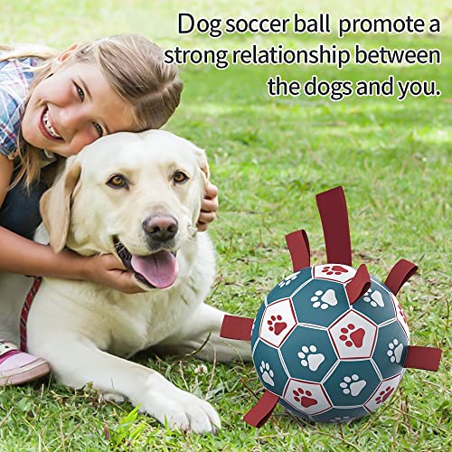 HETOO Dog Toys, Interactive Dog Football Toys with Grab Tabs, Durable Dog Balls for Small Medium Breed Dog Water Toy Indoor & Outdoor, Gift for Dogs