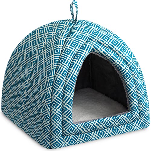 Hollypet Cat Bed Kitten Bed Self-Warming 2-in-1 Foldable Comfortable Igloo Triangle Pet Tent House