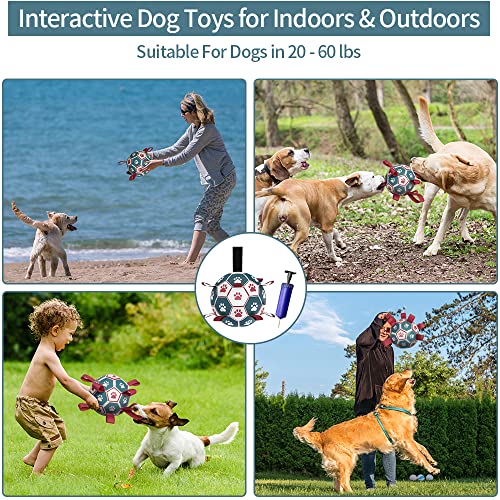 HETOO Dog Toys, Interactive Dog Football Toys with Grab Tabs, Durable Dog Balls for Small Medium Breed Dog Water Toy Indoor & Outdoor, Gift for Dogs
