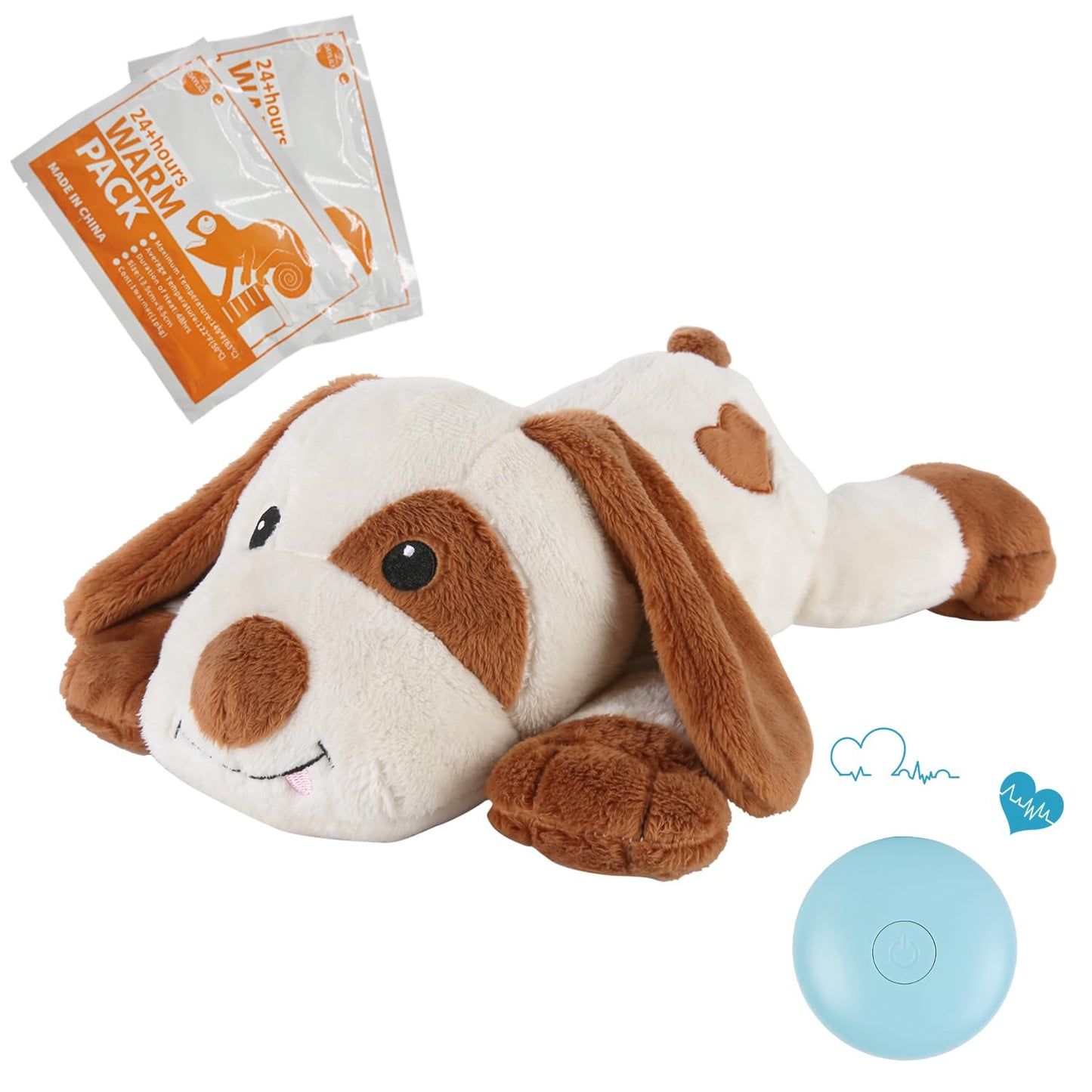 WEOK Heartbeat Puppy Toy with Heat Packs for Pets,Dog Heartbeat Toy for Separation Anxiety Relief Behavioral Training Aid Toy, Heartbeat Stuffed Animal for Puppy Calming Aid Behavioral Aid