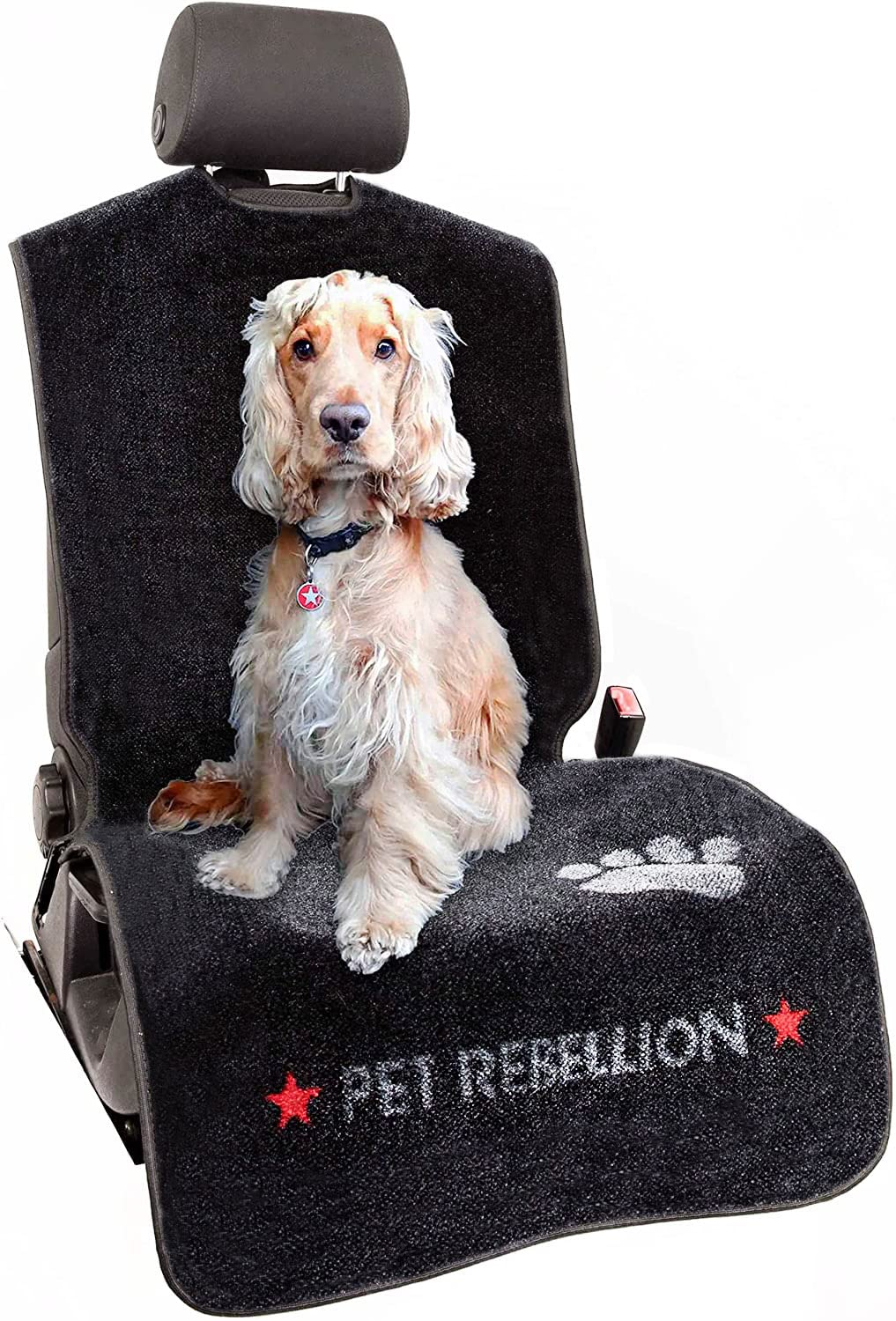 Pet Rebellion Dog Car Seat Cover Set | Universal, Absorbent, Non-Slip, Scratch Proof, Washable Slim Seat Carpet Set, Travel Car Seat Protector for Backseat