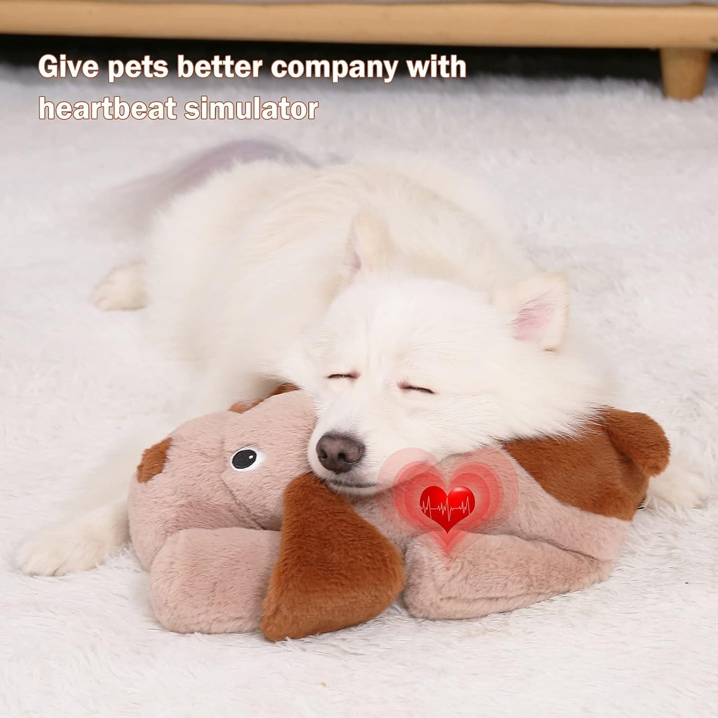 WEOK Heartbeat Puppy Toy with Heat Packs for Pets,Dog Heartbeat Toy for Separation Anxiety Relief Behavioral Training Aid Toy, Heartbeat Stuffed Animal for Puppy Calming Aid Behavioral Aid