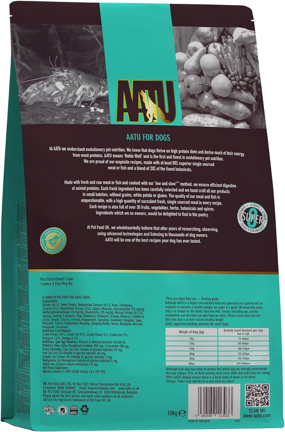 AATU 80/20 Dry Dog Food, Salmon, High Protein, Grain Free Recipe, No Artificial Ingredients