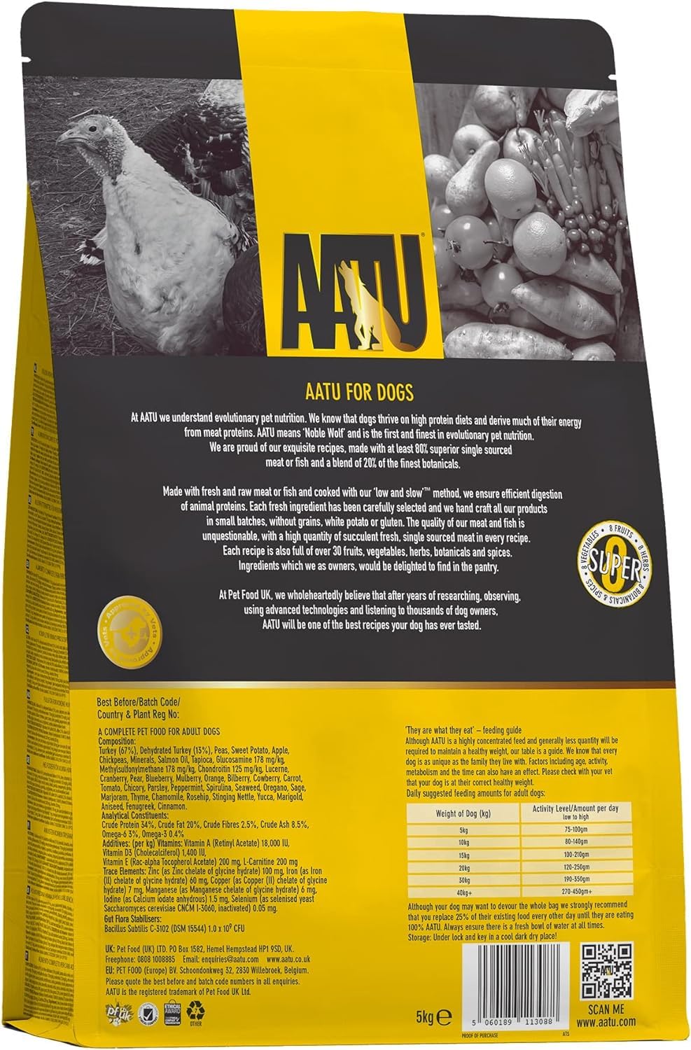 AATU 80/20 Dry Dog Food, Salmon, High Protein, Grain Free Recipe, No Artificial Ingredients
