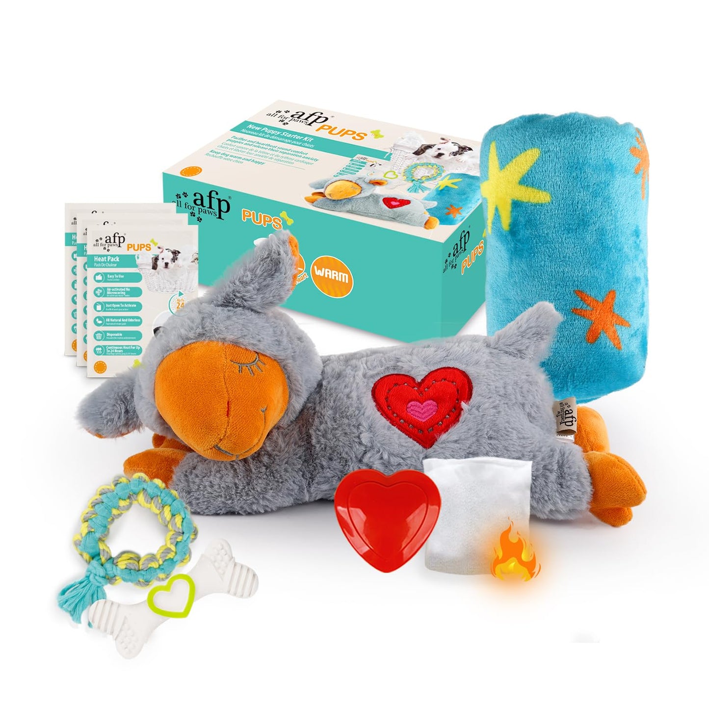 ALL FOR PAWS Heartbeat Dog Toy for Puppy,Snuggle Dog Behavioral Sleep Aid Puppy Toys, Pacifier Calming Behavioral Aid Plush Toy for Dogs