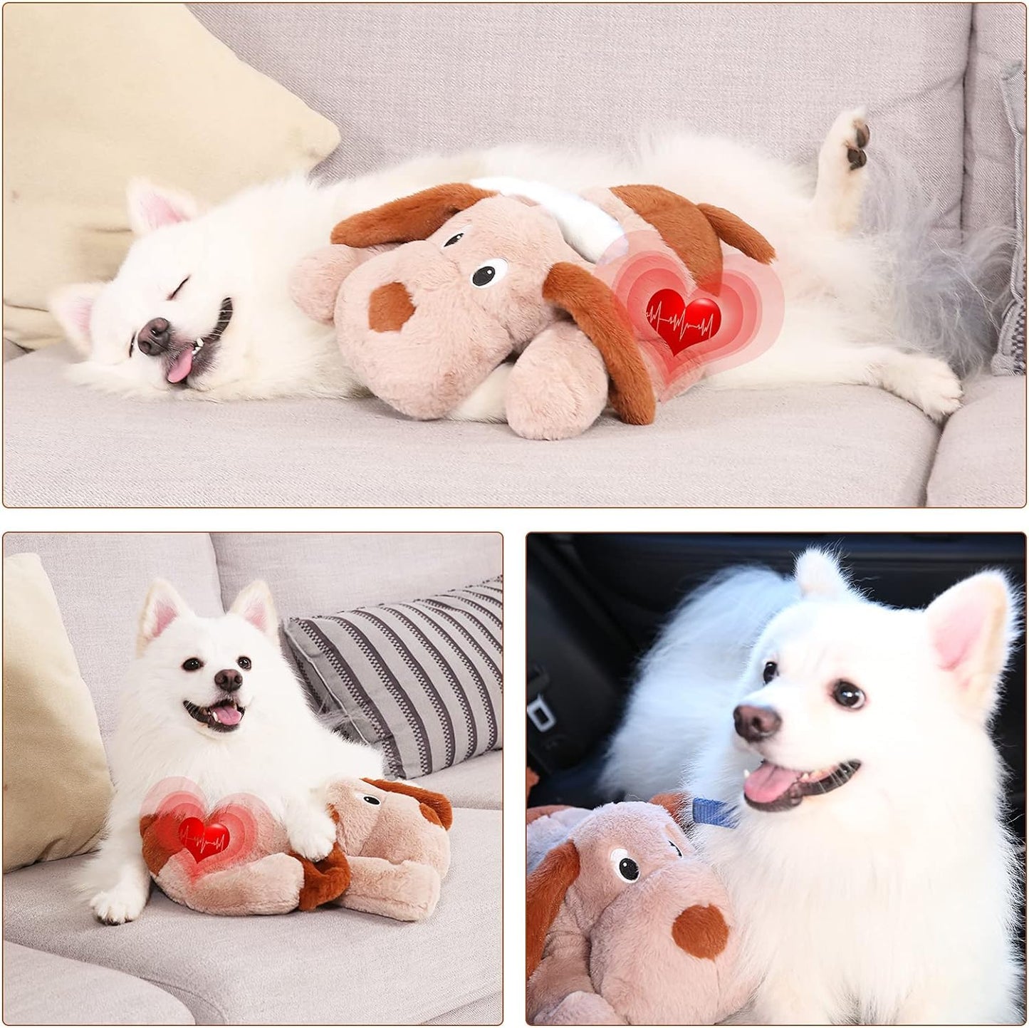 WEOK Heartbeat Puppy Toy with Heat Packs for Pets,Dog Heartbeat Toy for Separation Anxiety Relief Behavioral Training Aid Toy, Heartbeat Stuffed Animal for Puppy Calming Aid Behavioral Aid