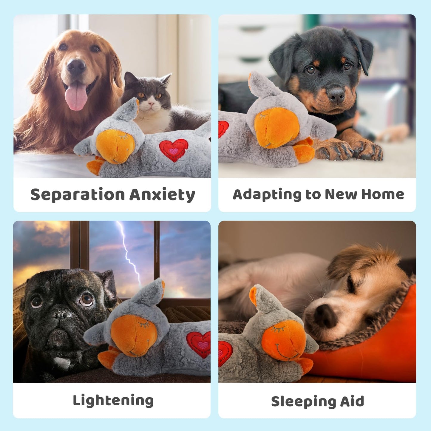 ALL FOR PAWS Heartbeat Dog Toy for Puppy,Snuggle Dog Behavioral Sleep Aid Puppy Toys, Pacifier Calming Behavioral Aid Plush Toy for Dogs