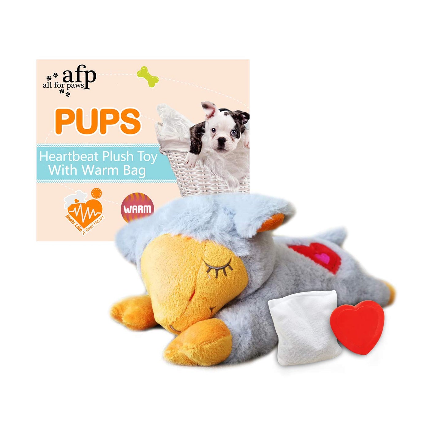 ALL FOR PAWS Heartbeat Dog Toy for Puppy,Snuggle Dog Behavioral Sleep Aid Puppy Toys, Pacifier Calming Behavioral Aid Plush Toy for Dogs