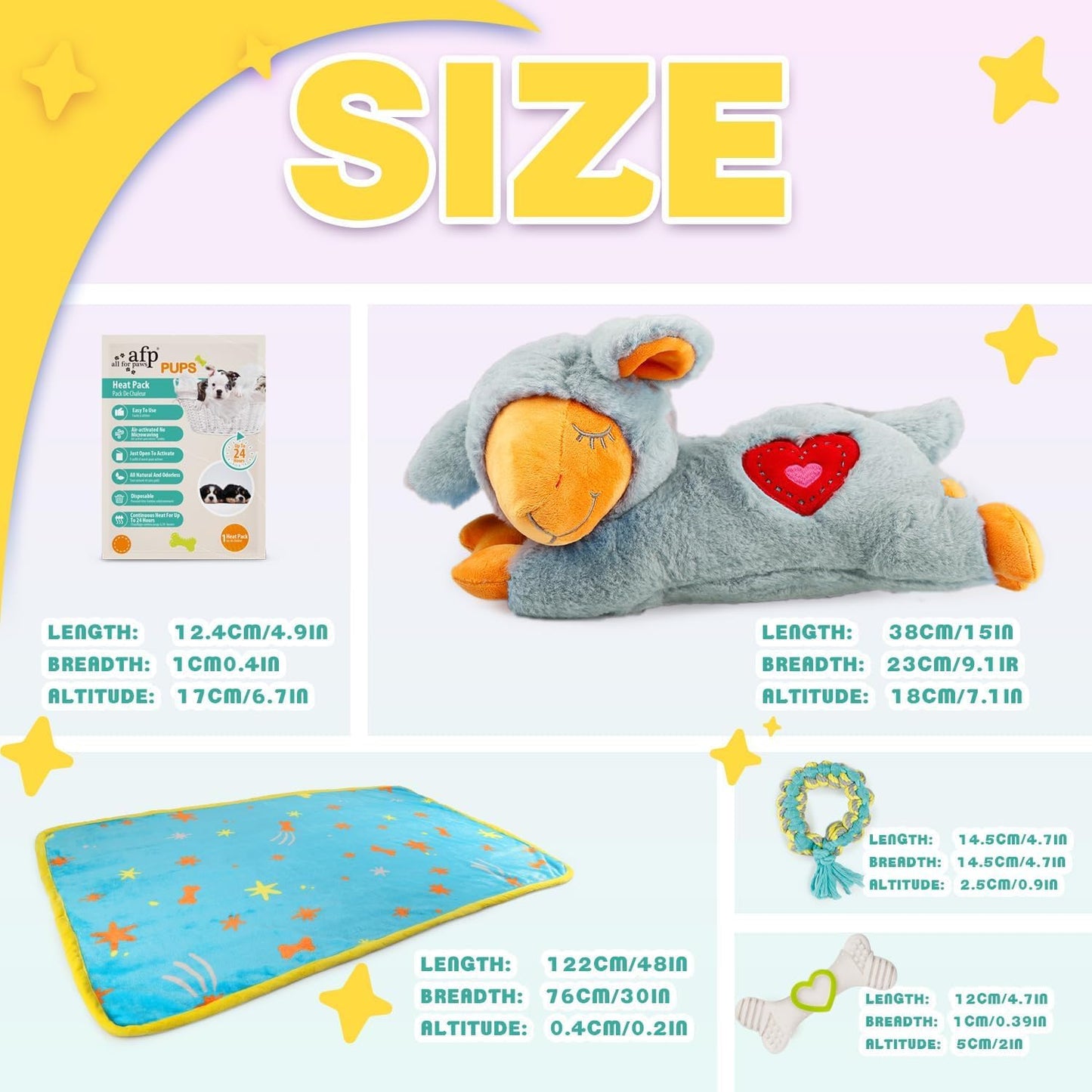ALL FOR PAWS Heartbeat Dog Toy for Puppy,Snuggle Dog Behavioral Sleep Aid Puppy Toys, Pacifier Calming Behavioral Aid Plush Toy for Dogs