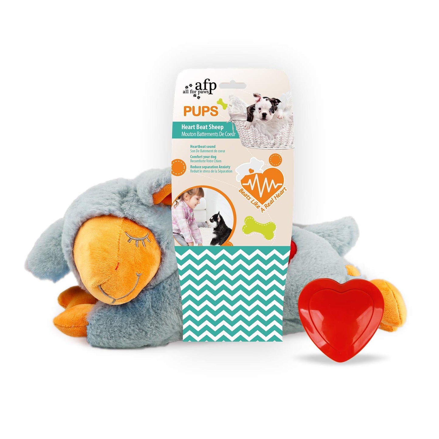 ALL FOR PAWS Heartbeat Dog Toy for Puppy,Snuggle Dog Behavioral Sleep Aid Puppy Toys, Pacifier Calming Behavioral Aid Plush Toy for Dogs