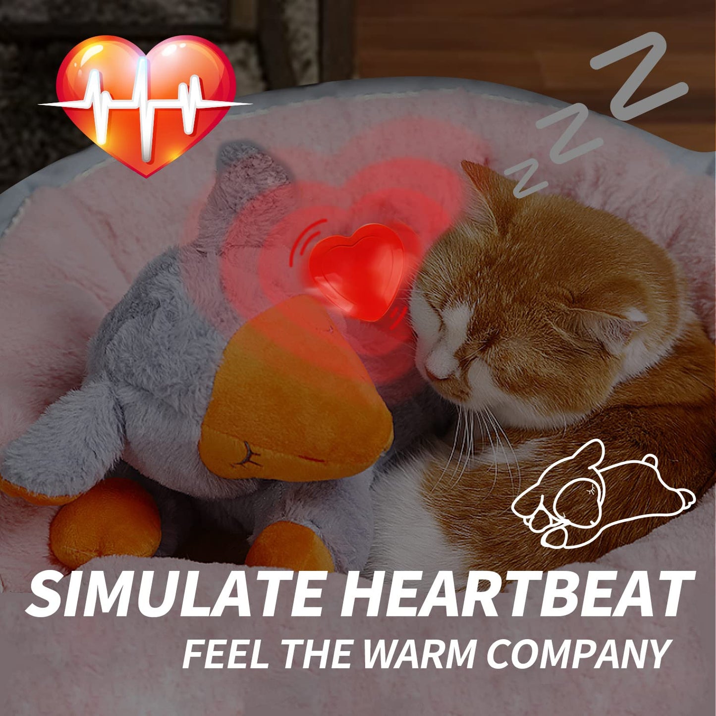 ALL FOR PAWS Heartbeat Dog Toy for Puppy,Snuggle Dog Behavioral Sleep Aid Puppy Toys, Pacifier Calming Behavioral Aid Plush Toy for Dogs