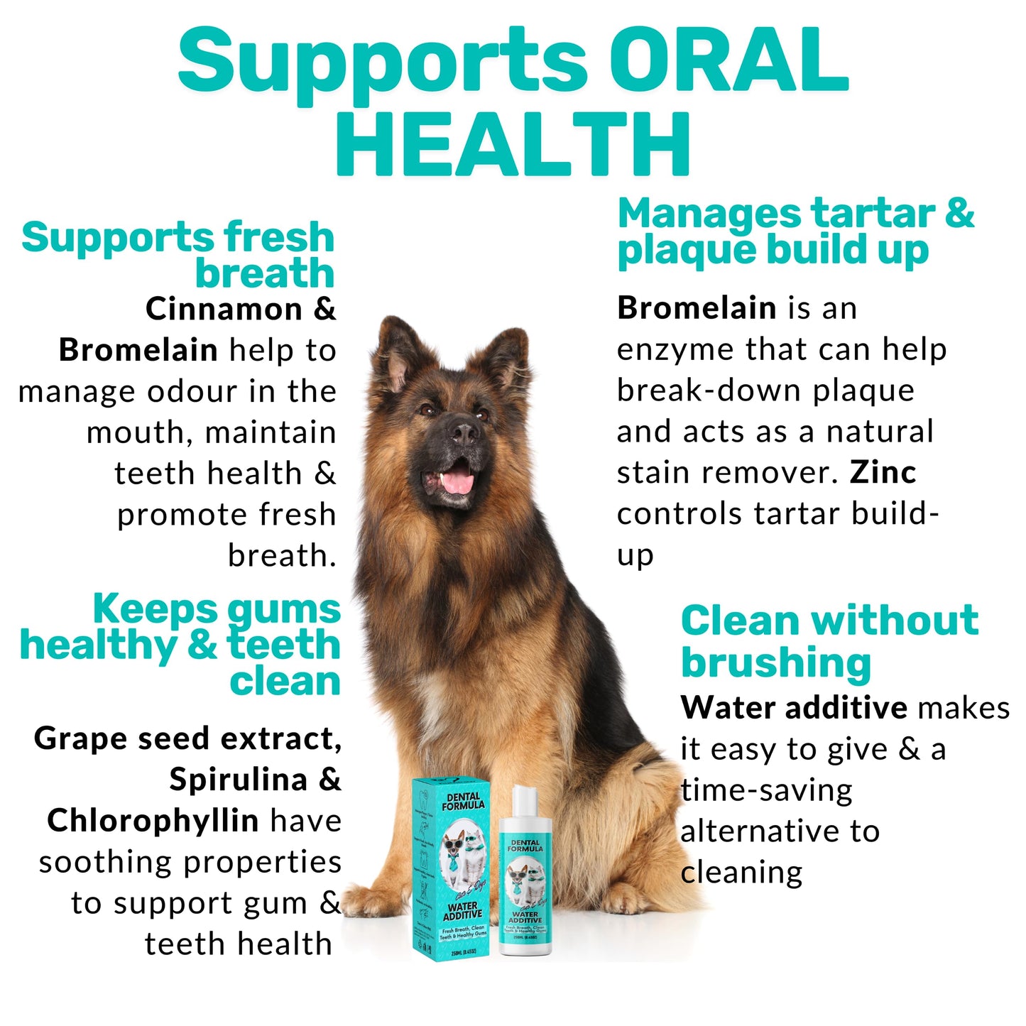 NutriPaw Dental Formula Water Additive For Dogs & Cats - Clean Teeth, Healthy Gums & Fresh Breath - Manage Plaque & Tartar Build-Up - Fuss-Free - No Brushing Needed - Cat/Dog Mouthwash & Oral Health