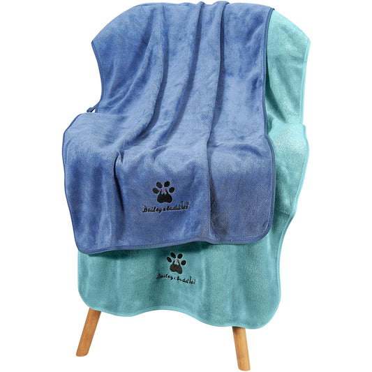 Bailey&buddies® Dog Towels for Drying Dogs - Pack of 2 - Absorbent Soft Microfiber Pet Bath Grooming Towel for Dogs and Cats & other Pet