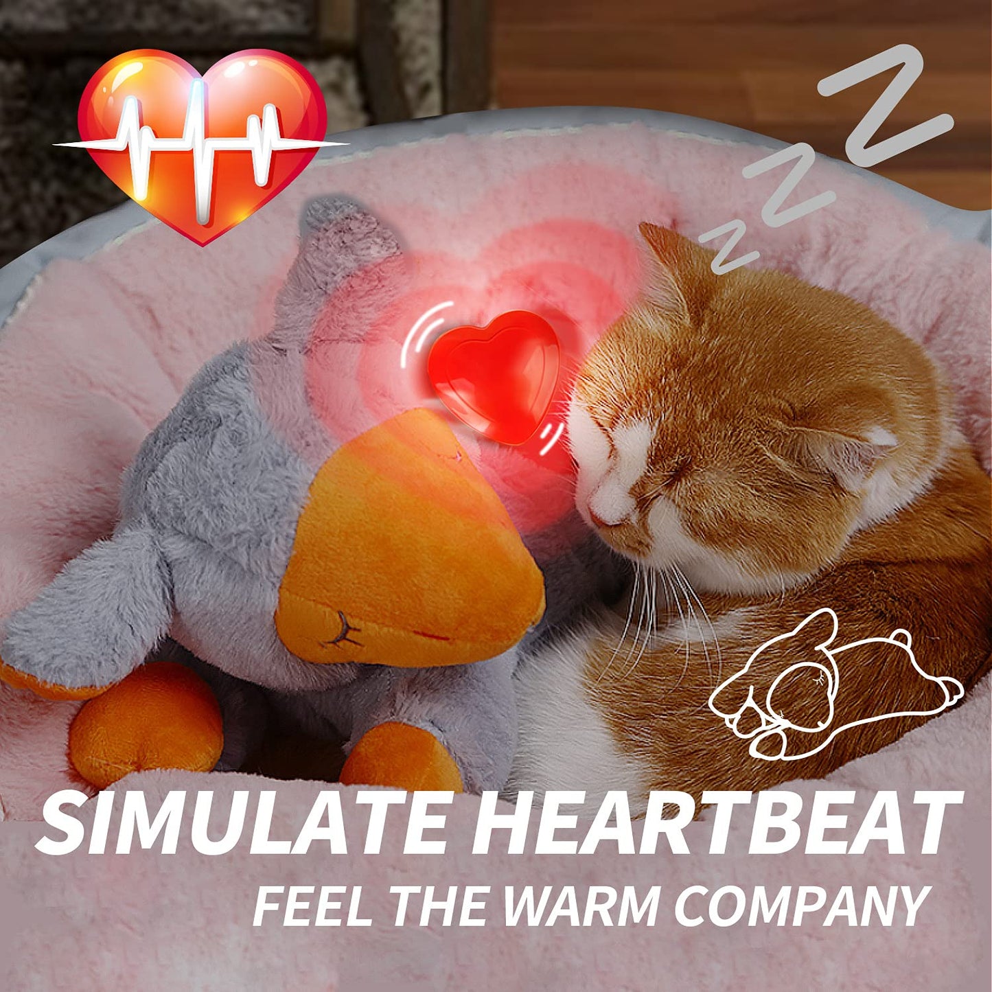 ALL FOR PAWS Heartbeat Dog Toy for Puppy,Snuggle Dog Behavioral Sleep Aid Puppy Toys, Pacifier Calming Behavioral Aid Plush Toy for Dogs